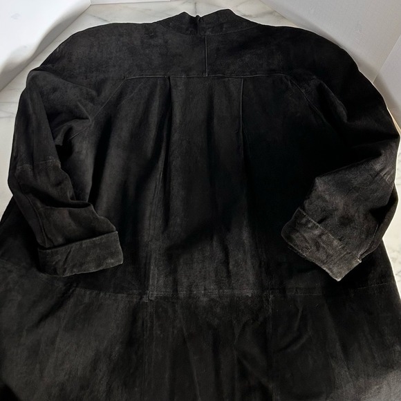 Ellen Ashley Black Vintage Suede Open Front Relaxed Fit Swing Coat Womens Size S - Picture 12 of 13